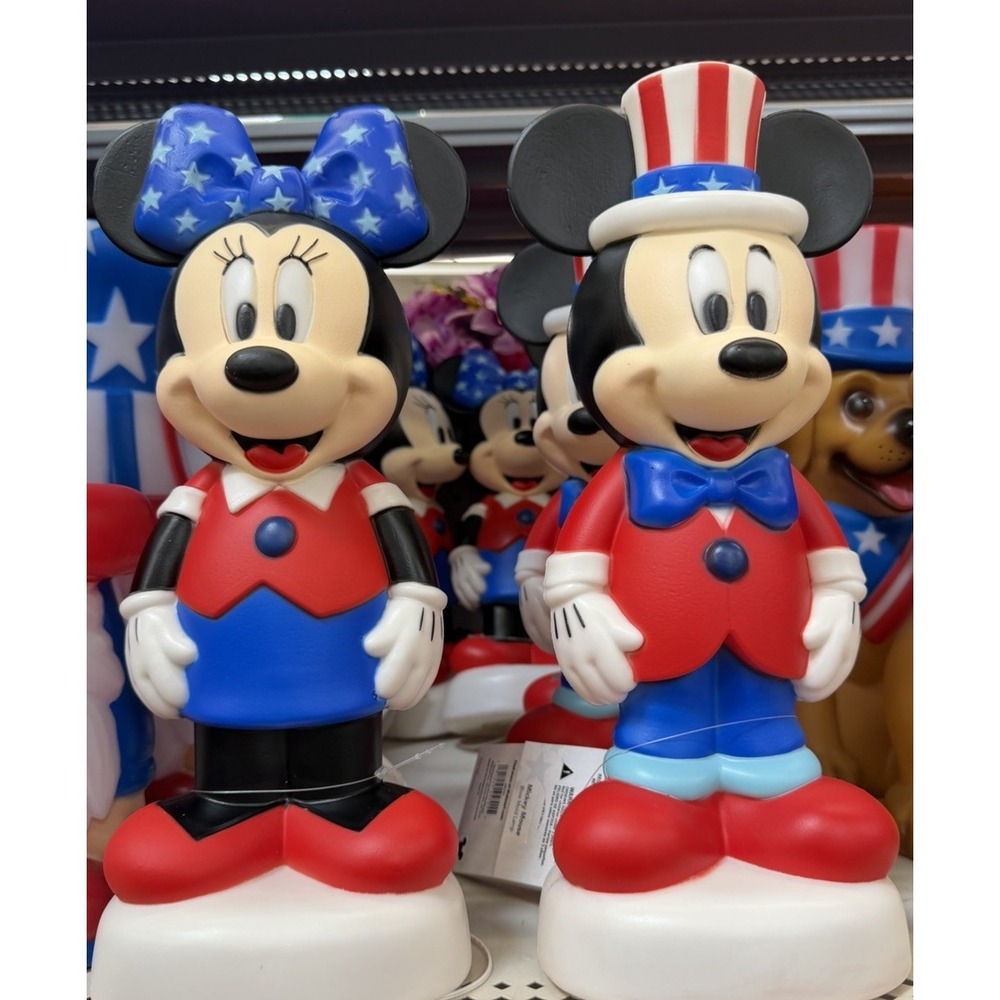 Disney Mickey And Minnie Mouse Set 14" Light Up Blow Mold NEW Patriotic Disney